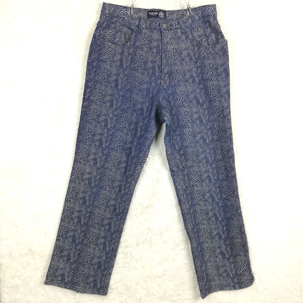 Venezia Womens Jeans Boot Cut Snake Print Blue Denim High Rise Plus 16
